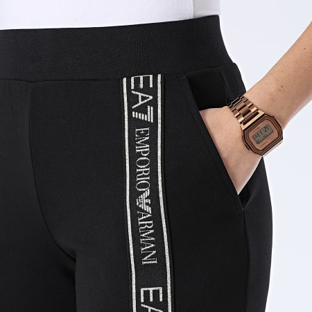 EA7 Emporio Armani - Pantalones de chándal con banda para mujer 6RTP66-TJKWZ Negro Oro