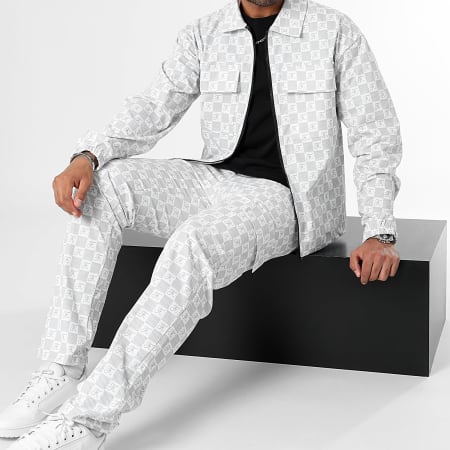 Final Club - Damier 0038 Set giacca con zip e pantaloni cargo bianchi