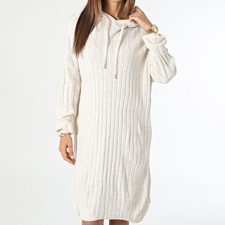 Only - Robe Pull Capuche Tessa Carey Beige Chiné