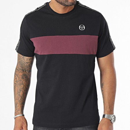 Sergio Tacchini - Mediodía 40294 Negro Burdeos Stripe Camiseta