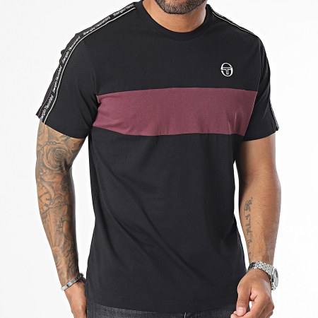 Sergio Tacchini - Mediodía 40294 Negro Burdeos Stripe Camiseta