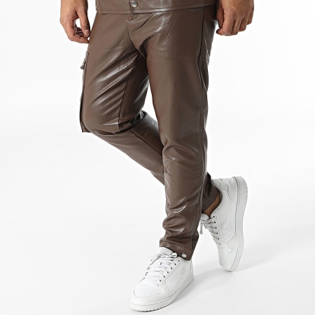 Frilivin - Conjunto de chaqueta y pantalón Cargo marrón