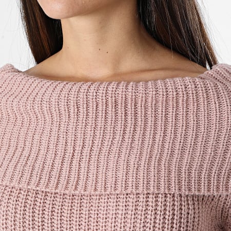 Only - Jersey rosa de cuello barco para mujer Justy