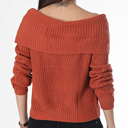 Only - Pull Col Bateau Femme Justy Rouge Brique