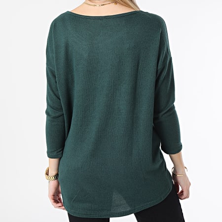 Only - Tee Shirt Manches Longues Femme Elcos Vert Bouteille