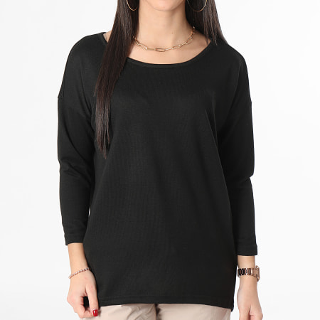 Only - Tee Shirt Manches Longues Femme Elcos Noir