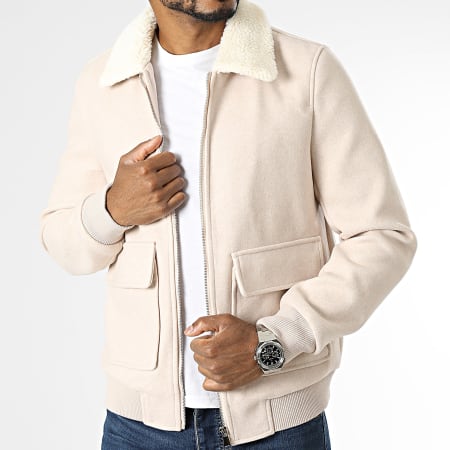 Chaqueta piel beige shop
