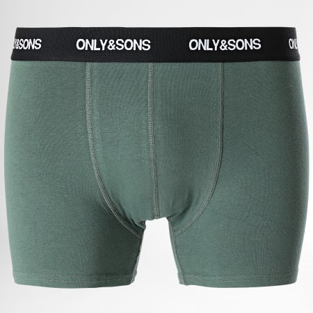 Only And Sons - Set di 3 boxer Fitz Bianco Verde Khaki