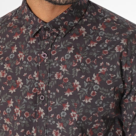 Teddy Smith - Chemise Manches Longues Axel Bordeaux Floral