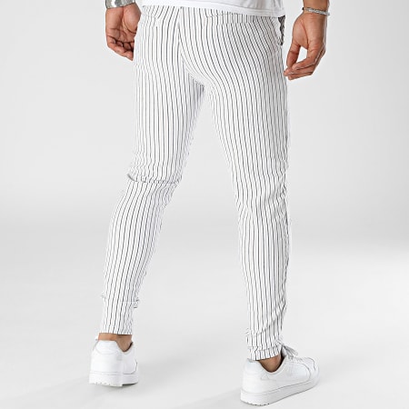 Frilivin - Pantaloni chino a righe bianche e grigie