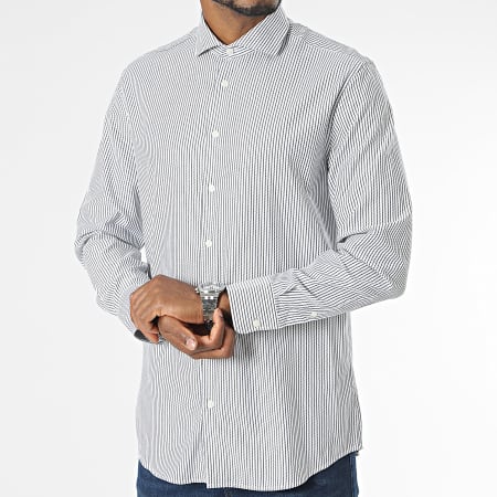 Selected - Camicia a righe a maniche lunghe Regular Bod Milo Stripes White Black