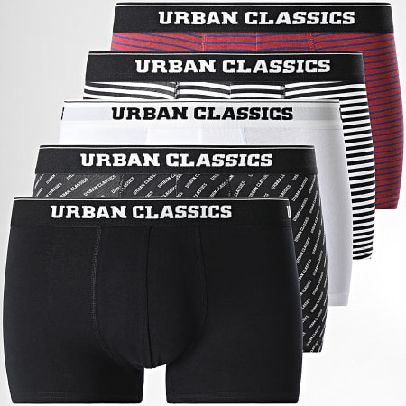 Urban Classics - Paquete de 5 TB3845 Negro Blanco Burdeos Boxers