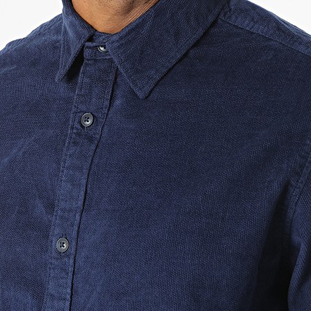 Jack And Jones - Camicia a maniche lunghe in velluto a coste tinta unita blu navy