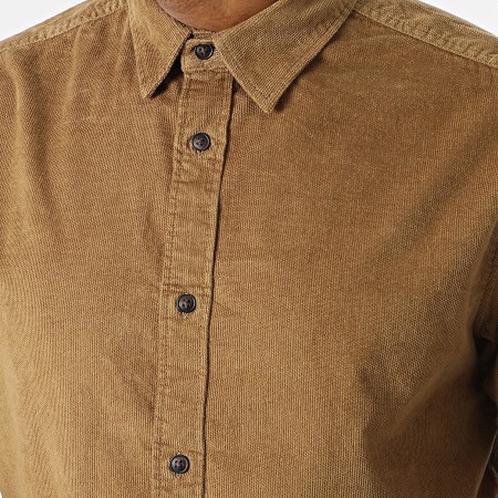 Jack And Jones - Camicia a maniche lunghe in velluto a coste tinta unita color cammello