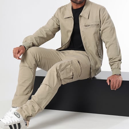 LBO - Set di giacca con zip e pantaloni cargo 0437 Beige
