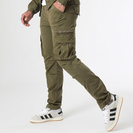 LBO - Conjunto de chaqueta con cremallera y pantalón cargo verde caqui 0439