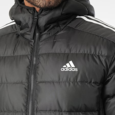 Adidas Sportswear - Essential 3 Stripes Giacca lunga con cappuccio HZ8522 Nero