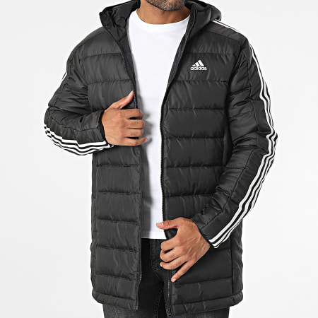 Adidas Sportswear - Doudoune Capuche Longue Essential 3 Stripes HZ8522 Noir