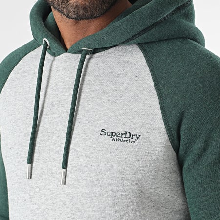 Superdry - Sudadera de béisbol con capucha Essential Gris brezo Verde