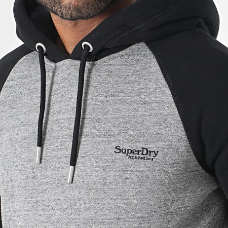 Superdry - Sudadera de béisbol con capucha Essential Gris brezo Negro