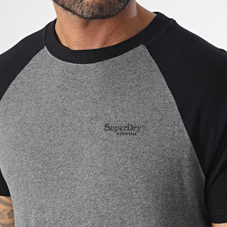 Superdry - Tee Shirt Raglan Essential Logo Baseball Gris Anthracite Chiné