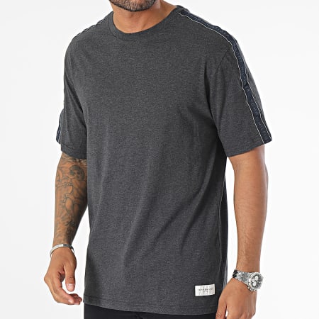 Tommy Hilfiger - Tee Shirt A Bandes Logo 3005 Gris Anthracite Chiné