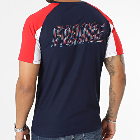 FFF - Tee Shirt Col V F23015C Bleu Marine Rouge