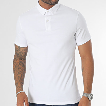 Superdry - Polo Manches Courtes Studios Jersey Blanc