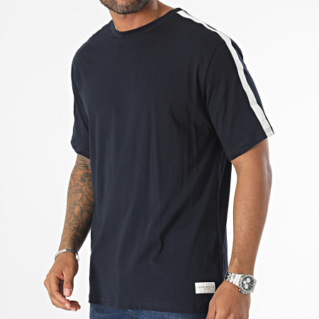 Tommy Hilfiger - Tee Shirt A Bandes Logo 3005 Bleu Marine