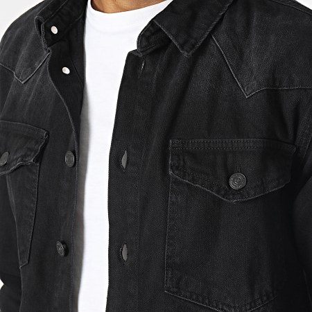 Armita - Camicia di jeans nera a maniche lunghe