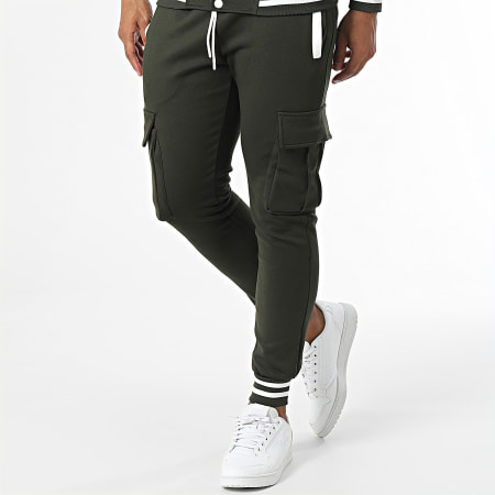 Zayne Paris  - Set giacca e pantaloni cargo con bottoni verde cachi