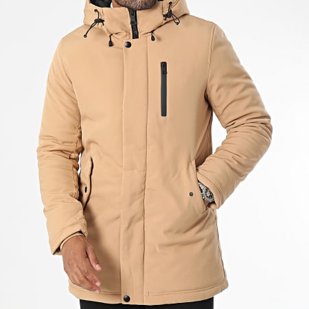 Parka capuche couleur camel