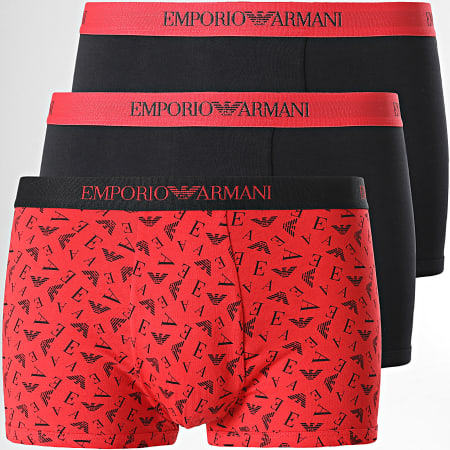 Emporio Armani - Lot De 3 Boxers 111625 Noir Rouge