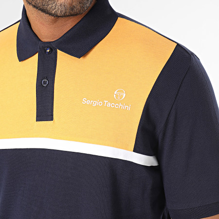 Sergio Tacchini - Polo a manica corta con strisce 40343 Mixable blu navy giallo