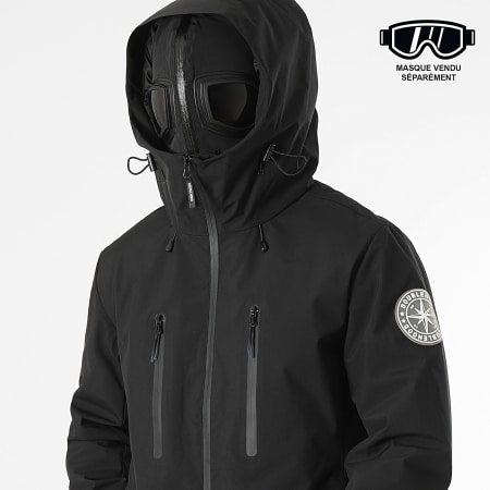 DoubleHood - Muller Chaqueta negra con capucha y cremallera