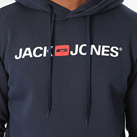 Jack And Jones - Sweat Capuche Corp Old Logo Bleu Marine