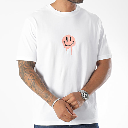 Luxury Lovers - Camiseta oversize grande Goteo de sonrisas Salmón blanco