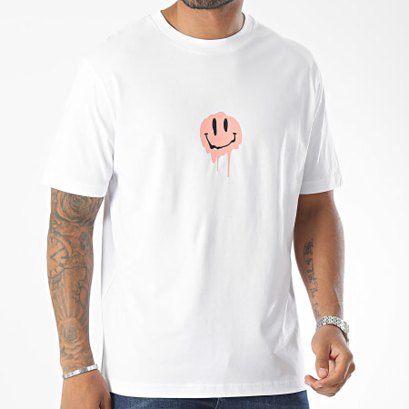 Luxury Lovers - Camiseta oversize grande Goteo de sonrisas Salmón blanco