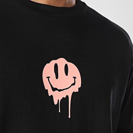 Luxury Lovers - Camiseta oversize grande Goteo de sonrisas Salmón negro