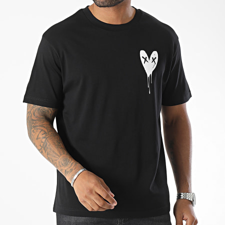 Luxury Lovers - Camiseta Oversize Large Heart Series Small Blanco Negro