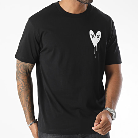 Luxury Lovers - Camiseta Oversize Large Heart Series Small Blanco Negro