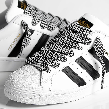 Adidas Originals - Zapatillas Superstar EG4958 White Core Black x Superlaced grandes cordones negros y blancos