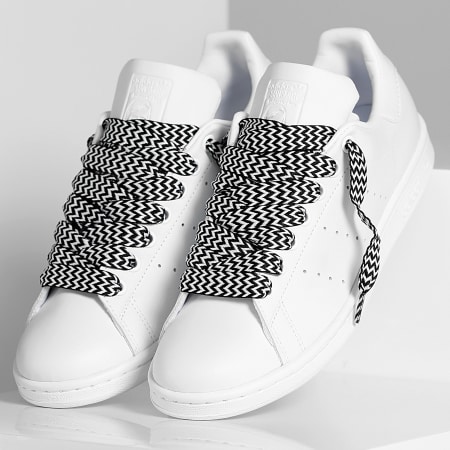 adidas - Zapatillas Stan Smith FX5500 White x Superlaced grandes cordones blancos y negros