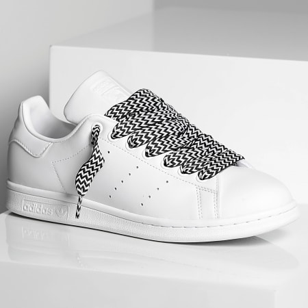 adidas - Zapatillas Stan Smith FX5500 White x Superlaced grandes cordones blancos y negros