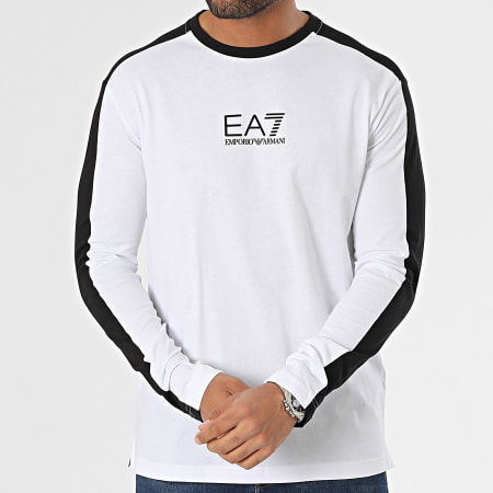 EA7 Emporio Armani - Tee Shirt Manches Longues A Bandes 6RPT16-PJ05Z Blanc