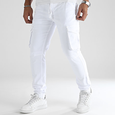 John H - Set di 2 pantaloni cargo bianchi e neri XQ05
