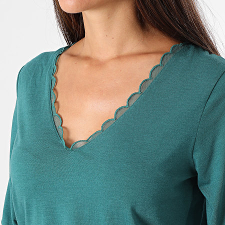 Only - Top Manches Longues Col V Femme Lava Vert