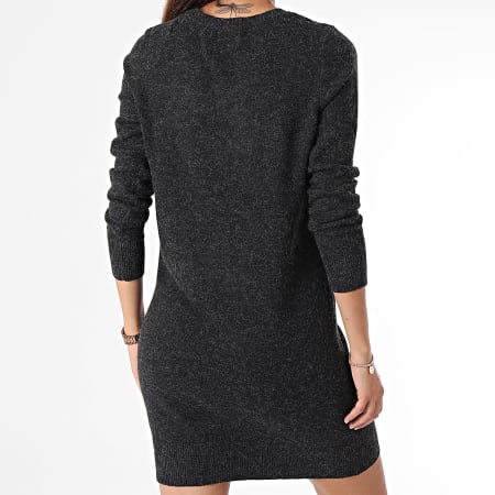 Only - Robe Pull Manches Longues Femme Rica Life Noir Chiné
