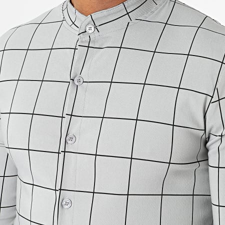 Uniplay - Camisa gris a cuadros de manga larga