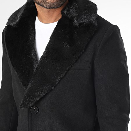 Frilivin - Cappotto con colletto in montone nero